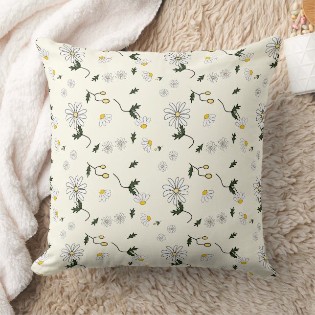 Cute Daisy Pattern Throw Pillow Nursery Room Décor (Blanket)