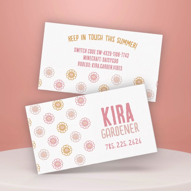 Cute Daisy Pattern Tween Girls Summer Contact Calling Card (Creator Uploaded)