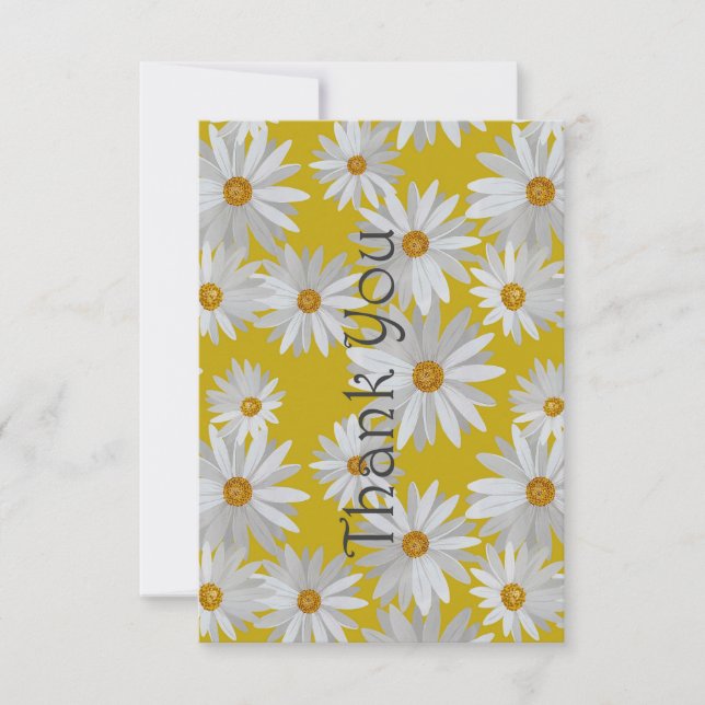 Cute Daisy Patterned Thank You Card (Front)