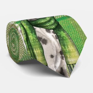 Cute Dalmatian and Plaid Christams Dog Lover's Tie