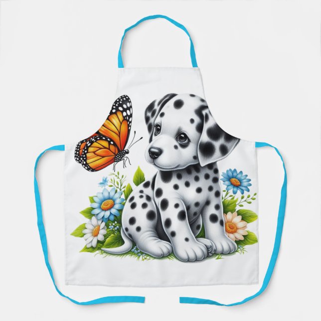 Cute Dalmatian/Butterfly friends Apron (Front)