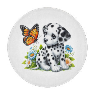 Cute Dalmatian/Butterfly friends Cutting Board