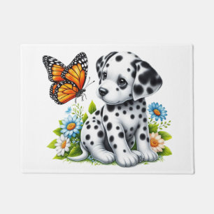 Cute Dalmatian/Butterfly friends Doormat
