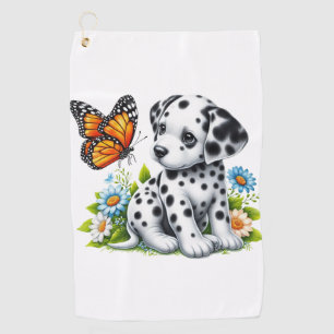 Cute Dalmatian/Butterfly friends Golf Towel