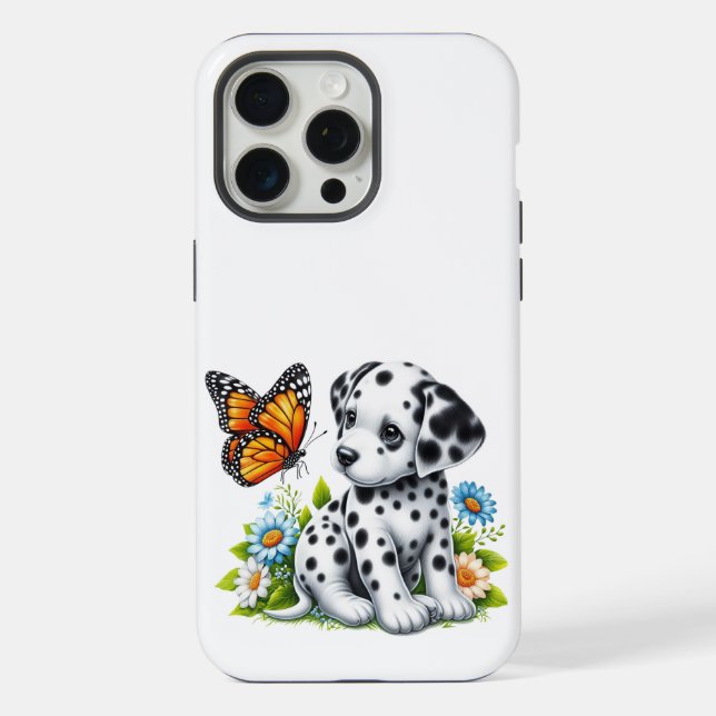 Cute Dalmatian/Butterfly friends iPhone Case (Back)