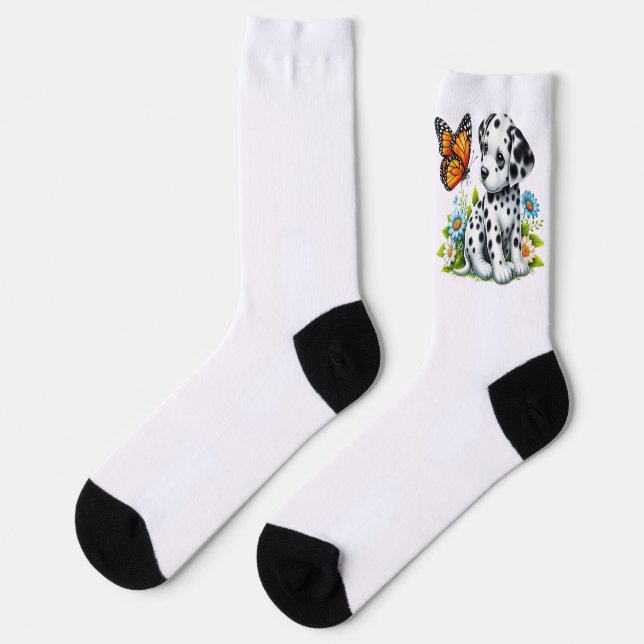 Cute Dalmatian/Butterfly friends Socks (Left)