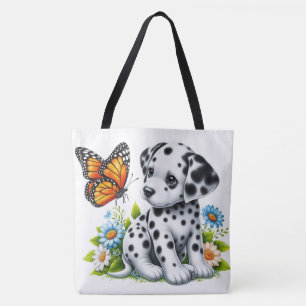 Cute Dalmatian/Butterfly friends Tote Bag