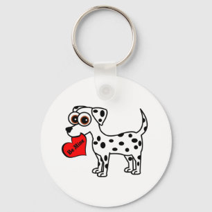 Cute Dalmatian Cartoon Be Mine Heart Key Ring