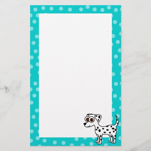 Cute Dalmatian Cartoon Spotted Stationery (Front)