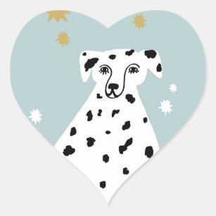 Cute Dalmatian Dog Abstract Illustration Art   Heart Sticker