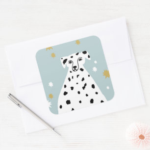 Cute Dalmatian Dog Abstract Illustration Art   Square Sticker