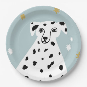 Cute Dalmatian Dog Abstract Illustration Wedding Paper Plate