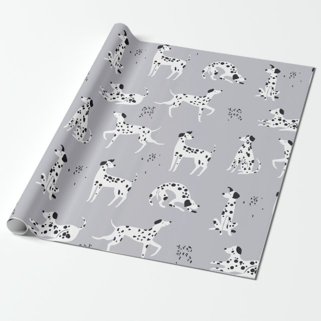 Cute Dalmatian Dog Pattern Wrapping Paper (Unrolled)