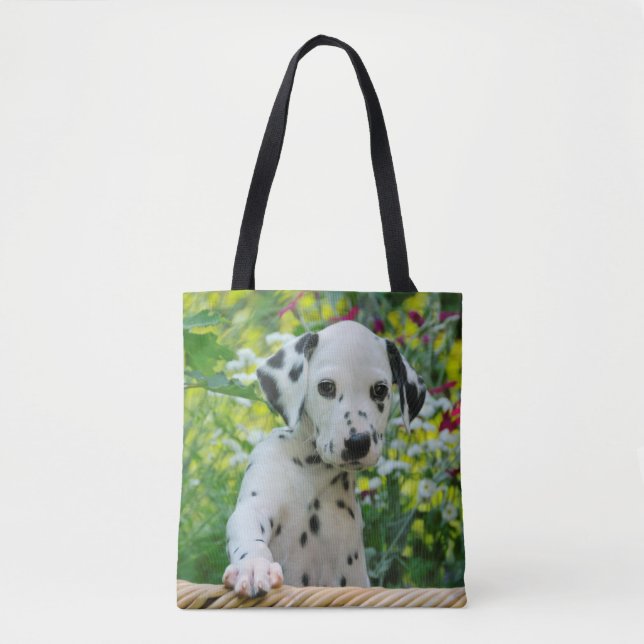 Cute Dalmatian Dog Puppy Portrait Photo - Tote Bag (Front)