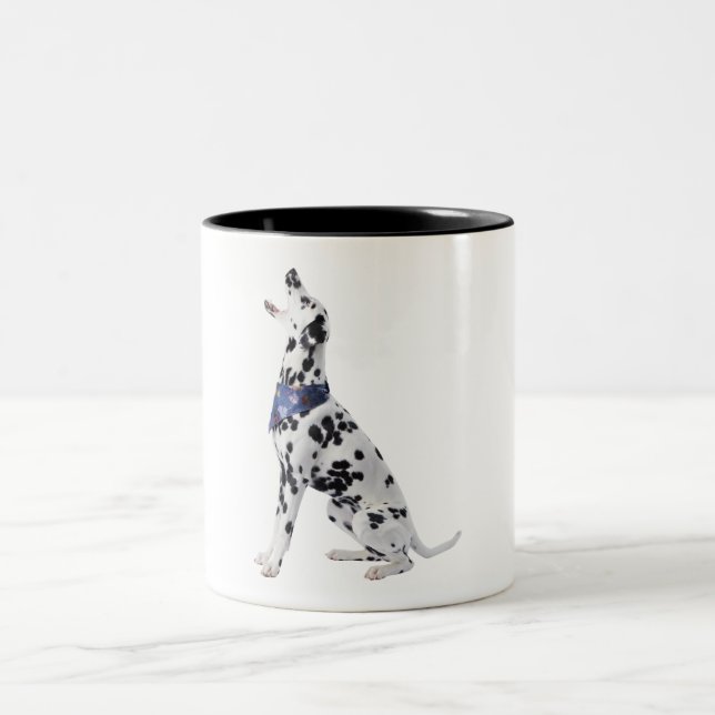 Cute Dalmatian Dog Two-Tone Coffee Mug (Center)
