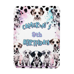 Cute Dalmatian Puppy Birthday Watercolor Magnet