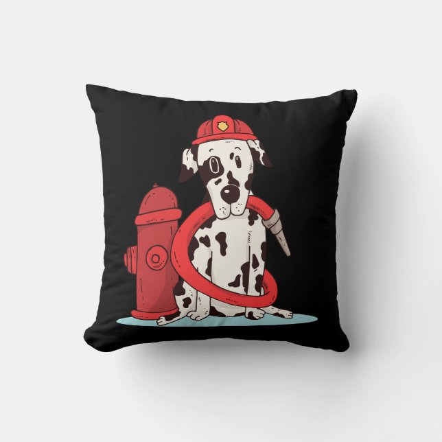 Cute Dalmatian Puppy Fire Dog Firefighter Fireman Cushion (Front)