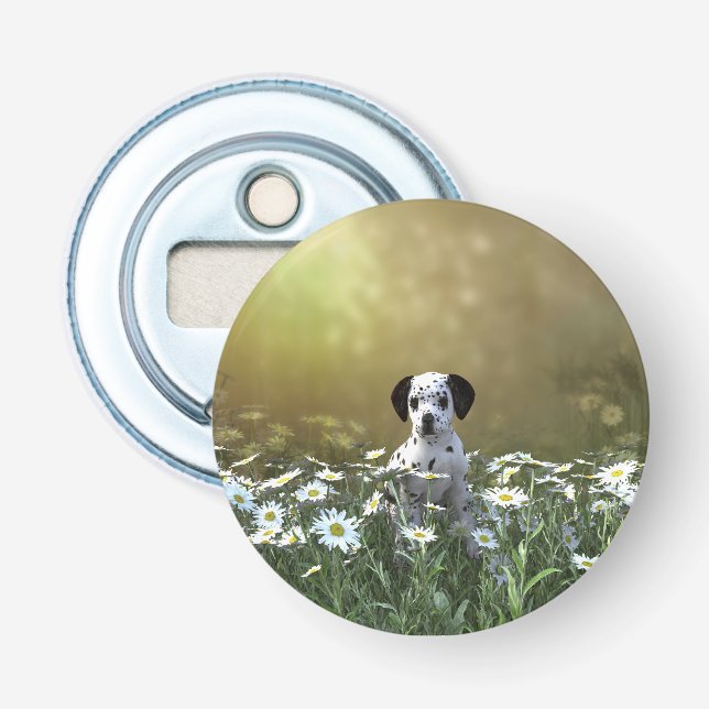 Cute Dalmatian Puppy in Daisies Bottle Opener (Front)
