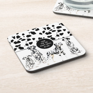 Cute Dalmatians Black & White Happy Spots Coaster