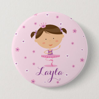Cute Dancer Ballerina Girl Button