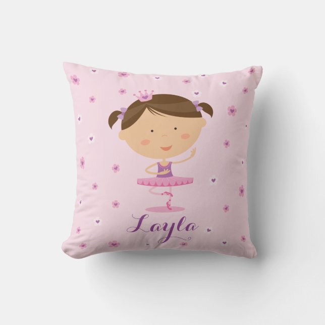 Cute Dancer Ballerina Girl Pillow (Front)