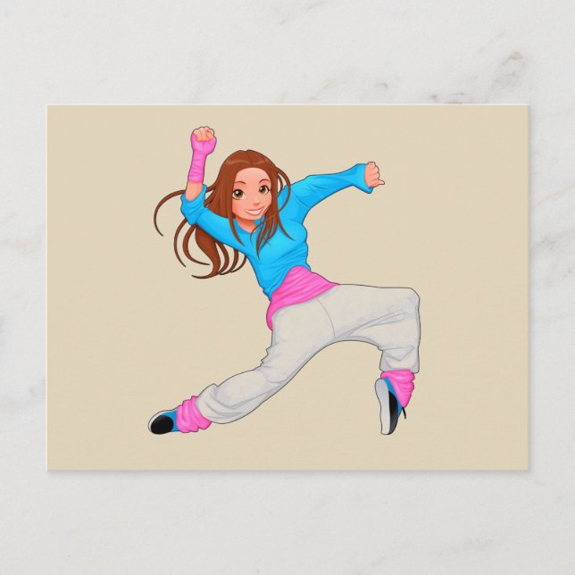 Cute dancer hip hop girl postcard (Front)