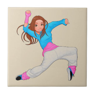 Cute dancer hip hop girl tile
