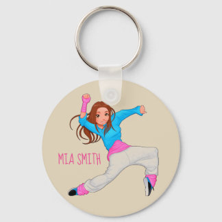 Cute dancer hip hop personalised name key ring