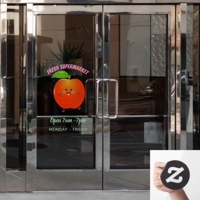 Cute dancing apple cartoon illustration (Office Door)