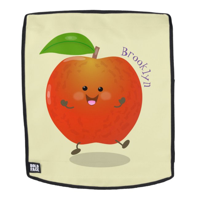Cute dancing apple cartoon illustration backpack (Removable Face)