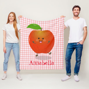 Cute dancing apple cartoon illustration fleece blanket