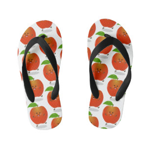 Cute dancing apple cartoon illustration kid's jandals