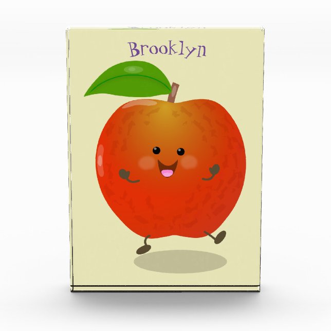 Cute dancing apple cartoon illustration photo block (Front)