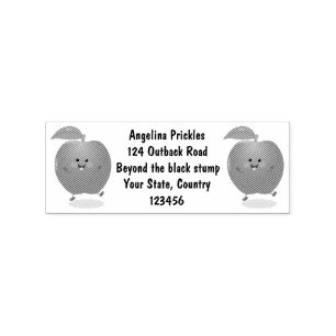 Cute dancing apple cartoon illustration rubber stamp