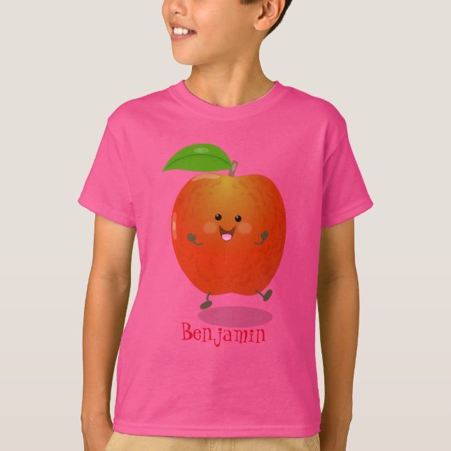 Cute dancing apple cartoon illustration T-Shirt (Front)