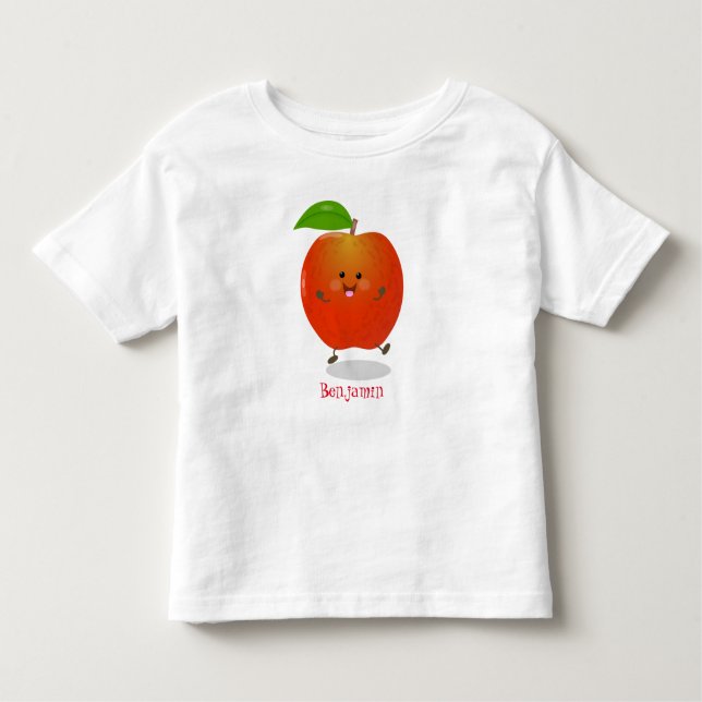 Cute dancing apple cartoon illustration toddler T-Shirt (Front)