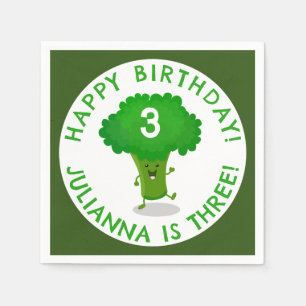 Cute dancing broccoli personalised birthday napkin
