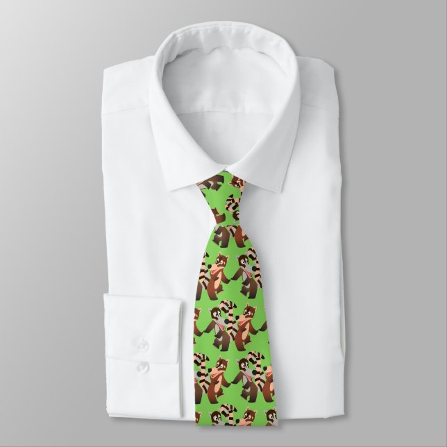 Cute Dancing Cartoon Coatimundis Tie (Tied)