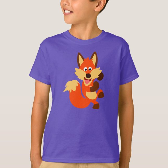 Cute Dancing Cartoon Fox Children T-Shirt (Front)