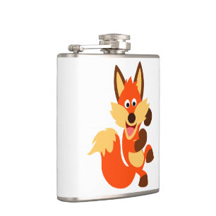 Cute Dancing Cartoon Fox Hip Flask