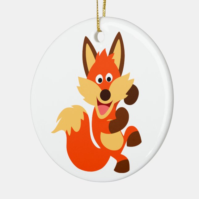 Cute Dancing Cartoon Fox Ornament (Left)