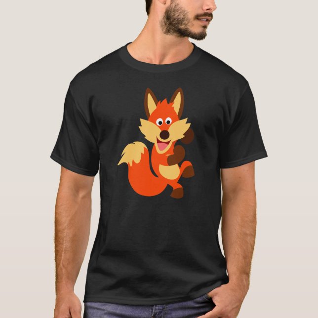 Cute Dancing Cartoon Fox T-Shirt (Front)