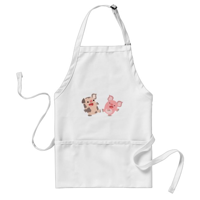 Cute Dancing Cartoon Pigs Cooking Apron (Front)