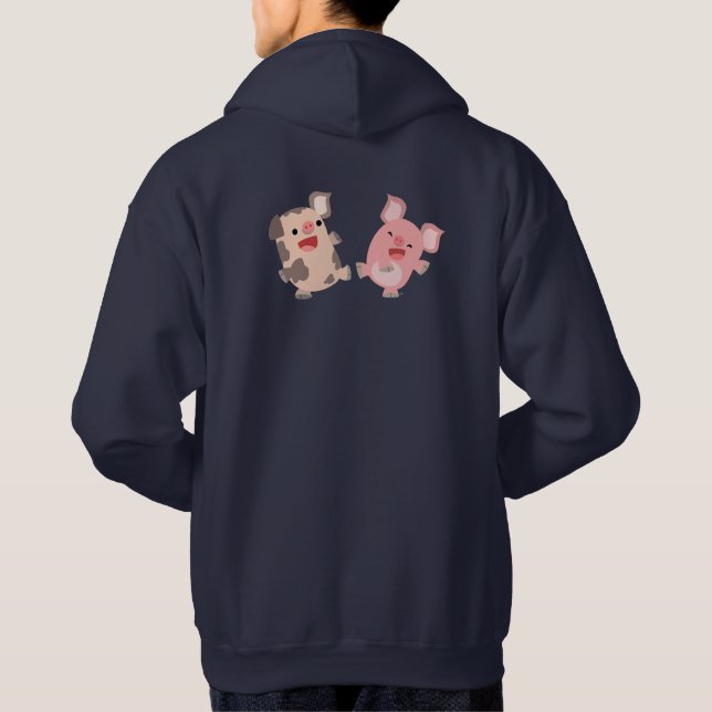 Cute Dancing Cartoon Pigs Hoodie (Back)