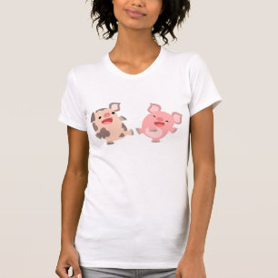 Cute Dancing Cartoon Pigs Women T-Shirt