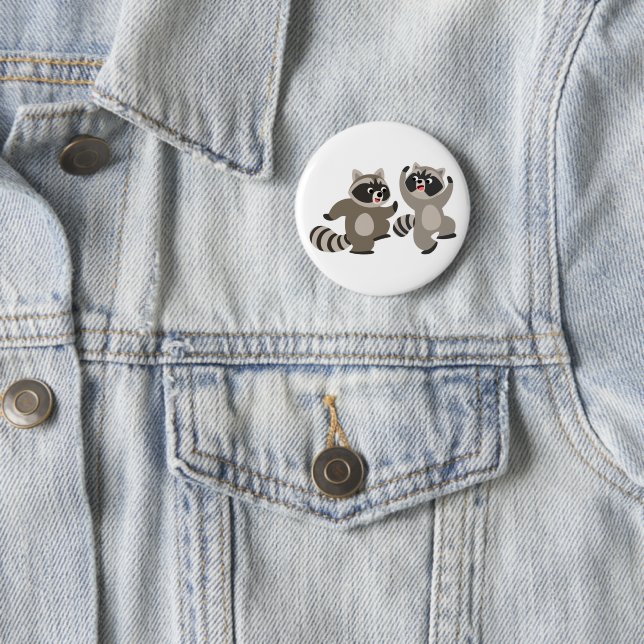 Cute Dancing Cartoon Raccoons 6 Cm Round Badge (In Situ)