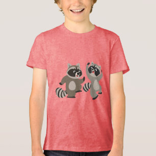 Cute Dancing Cartoon Raccoons Children T-Shirt Tri-Blend Shirt