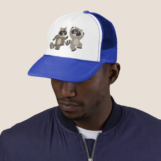 Cute Dancing Cartoon Raccoons Trucker Hat