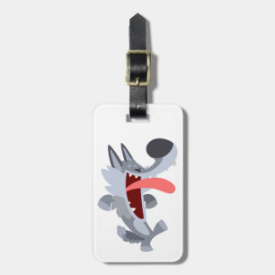 Cute Dancing Cartoon Wolf Luggage Tag