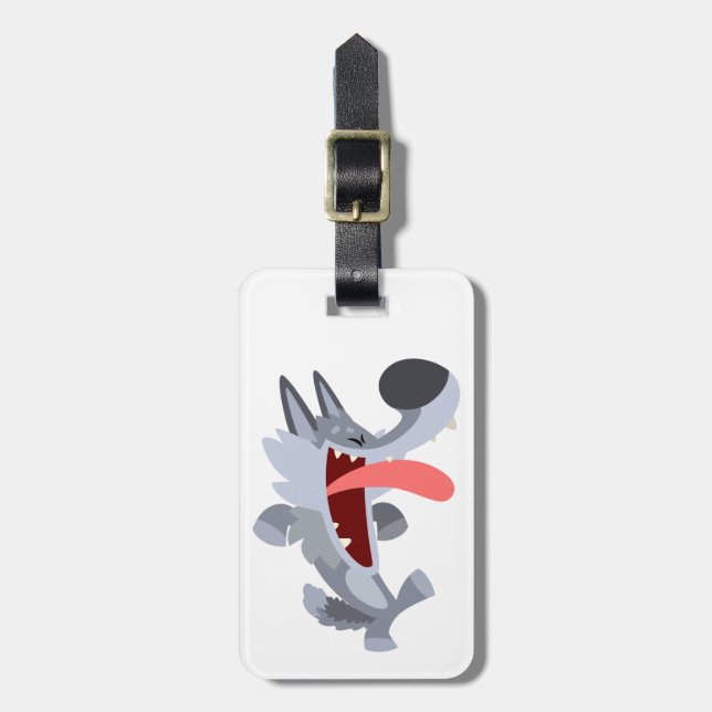 Cute Dancing Cartoon Wolf Luggage Tag (Front Vertical)